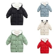 ESHO Boys Girls Winter Hooded Long Down Coats Outwear Kids Windproof Puffer Jackets Padded Parka Outwear 4-9Y