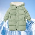 thumbnail image 1 of Boys Girls Winter Long Sleeve Down Coat Warm Long Puffer Jacket with Hood Windproof Water-Repellent Durable Machine Washable Winter Outerwear Green 10-11 Years, 1 of 7
