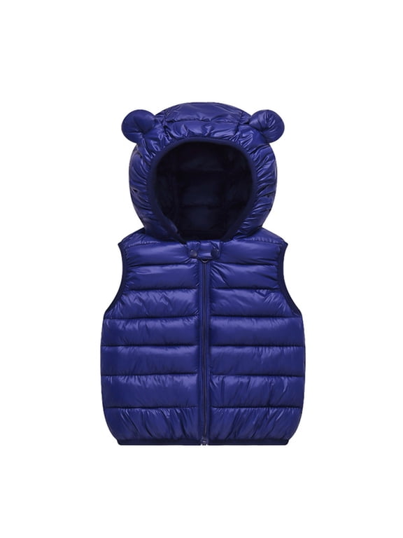 Boys Girls Winter Puffer Down Vest Sleeveless Jacket Fleece Full Zip Up Padded Vest Jacket Waistcoats Outwear Fall Winter Outfit Outwear for Boys Girls Size 8-9