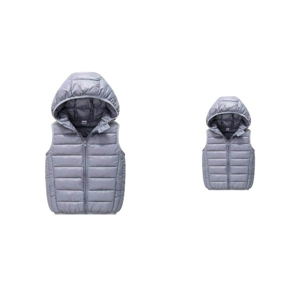 Boys Girls Winter Puffer Vest, Warm Sleeveless Hooded Jacket for Toddlers Kids, Lightweight Quilted Zip-Up Down Coat Outerwear