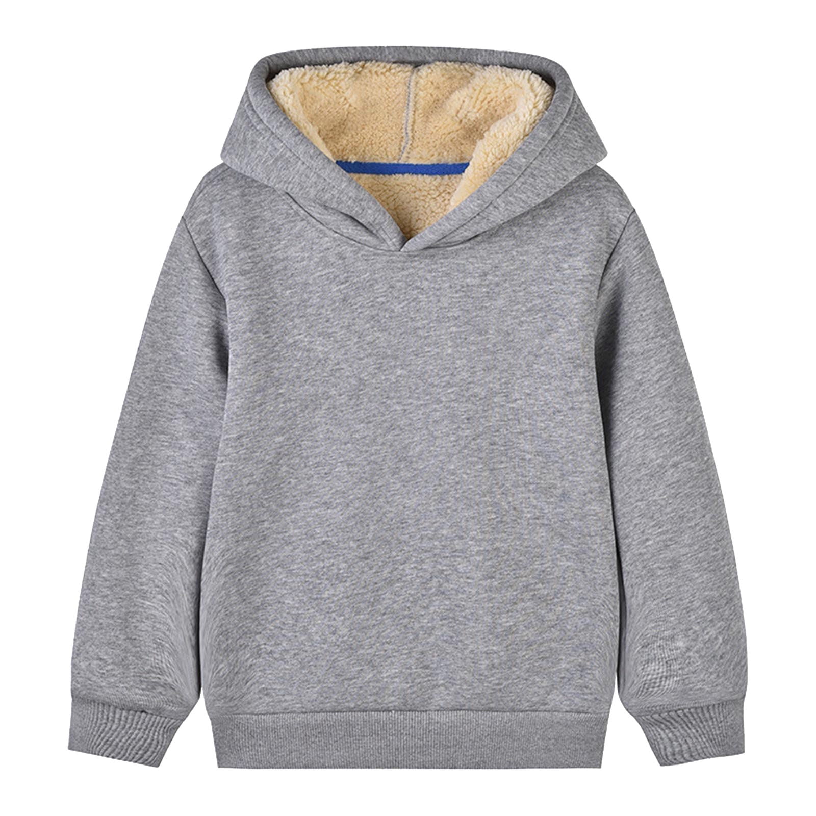 Boys Girls Winter Sherpa Lined Hoodie Kid s Fleece Pullover Hooded Sweatshirt