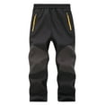 thumbnail image 1 of Boys Girls Winter Snow Ski Pants, Fleece Lined Waterproof Softshell Outdoor Hiking Snowboard Pants with Zipper Pockets Black 3XL, 1 of 8