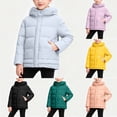 thumbnail image 1 of Boys Girls Winter Solid Hooded Long Sleeve Multi-Pocket Mid Length Thick Jacket, Casual Outerwear,Purple, 1 of 9