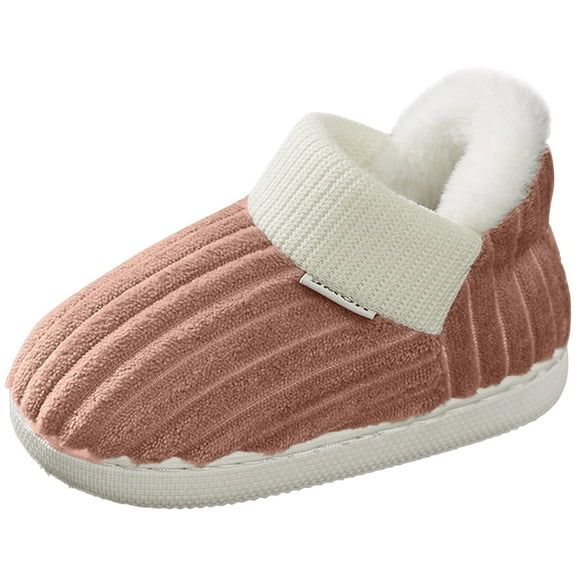 Boys Girls Winter Warm Fuzzy Bootie Slippers Kids Indoor Non Slip House Slipppers Fleece LIned Ankle Booties