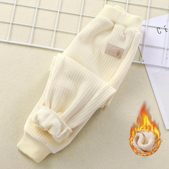 Boys Girls' Winter Warm Jogger Pant Fleece Lined Elastic Waist Sweatpants Winter Boys And Girls Adding Velvet And Thickening Warm Pants And Casual Pants