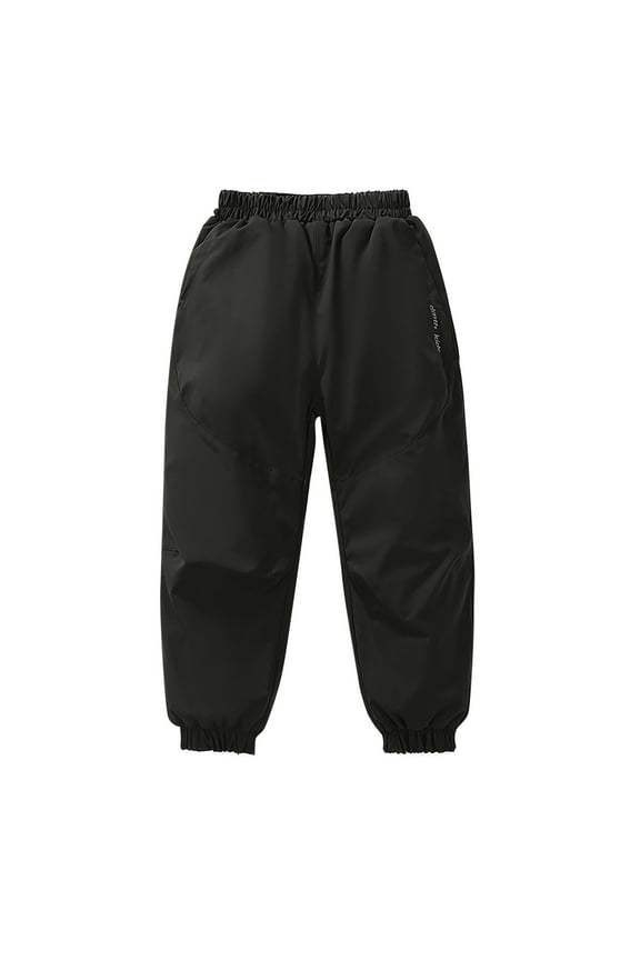 Boys Girls Winter Warm Jogger Pants, Fleece Lined Waterproof Snow Pants, Thick Windproof Trousers with Pockets Boys Athletic Pants Black 9Y