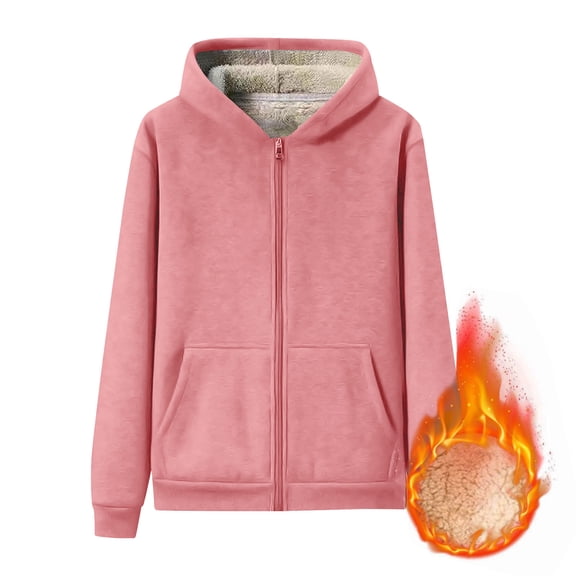 Boys Girls Winter Warm Sherpa Lined Zip Up Sweatshirt,Toddler Boys Coats & Jackets Autumn Winter Solid Hooded Thick Warm Boys Outdoor Jackets & Outerwear Holiday Wear
