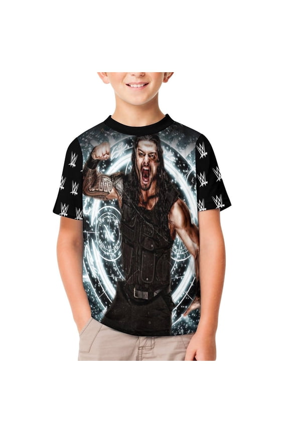 Boys Girls Wres-Tler W-W,E T-Shirt Crewneck Short Sleeve Tee Shirt Tops for Kids Teens