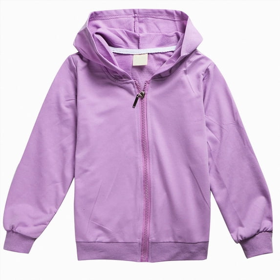 Boys and Girls Zip Up Hoodie Sweatshirt Cotton Hooded Jackets Coat Casual Fall Shirts Tops 6-12 Months 12-24 Months 2T 3T 4T 5T 6T 7T 8T 9T Children(Purple,120)