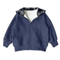thumbnail image 1 of Boys Girls Zip Up Hooded Sweatshirt Plaid Hood Fleece Lined Hoodies Oversized Raglan Sleeve Outerwear Winter Warm Jacket Coat, 1 of 5