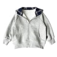 thumbnail image 1 of Boys Girls Zip Up Hooded Sweatshirt Plaid Hood Fleece Lined Hoodies Oversized Raglan Sleeve Outerwear Winter Warm Jacket Coat, 1 of 5