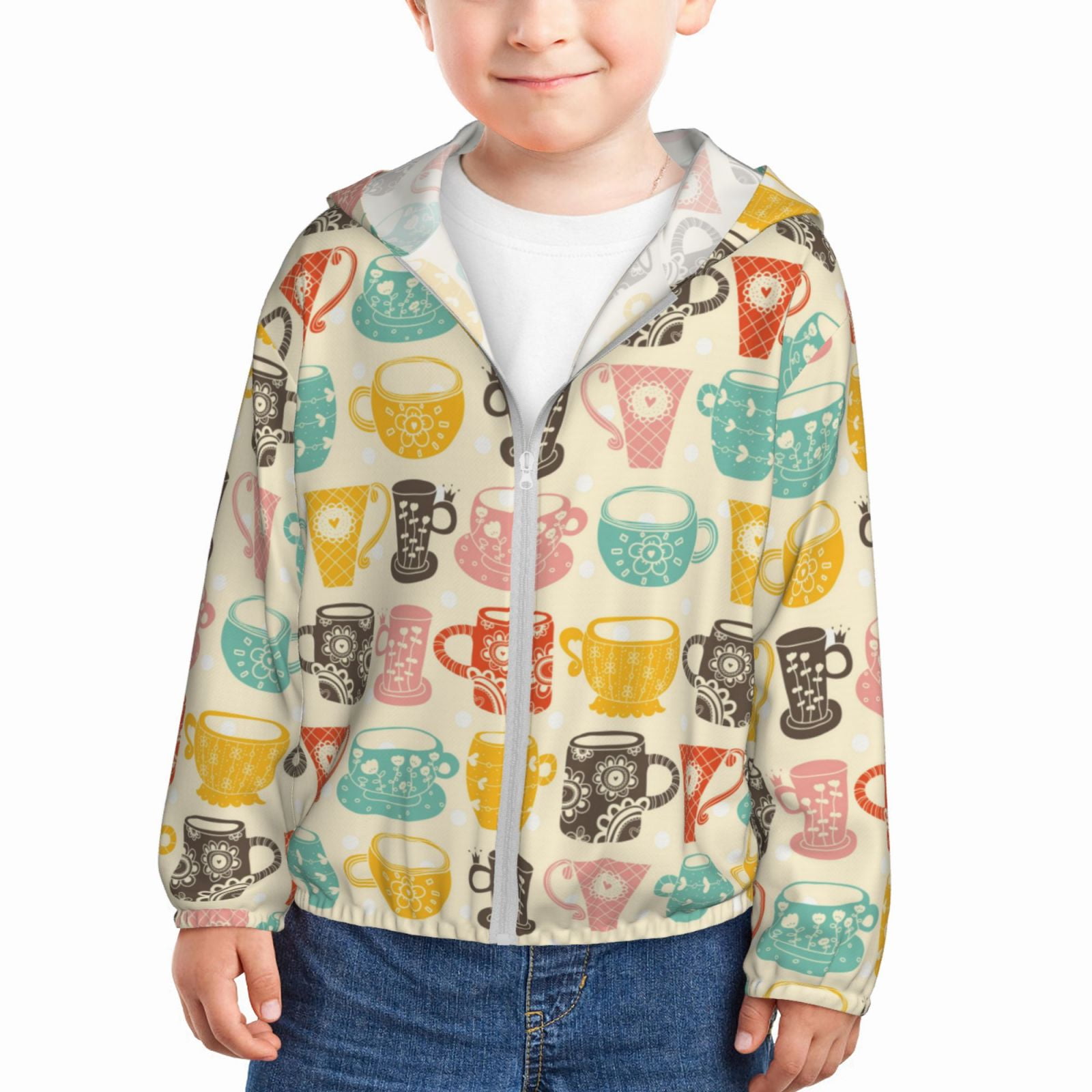 Boys Girls Zip Up Hoodie, Vintage Cup Kids Athletic Hoodie Dry Fit Sun