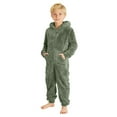thumbnail image 1 of Boys Girls Zip up Fleece Jumpsuits Fuzzy Hooded Rompers Kids Cute Onesie Romper Warm Winter Loungewear with Pocket, 1 of 6