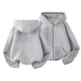 thumbnail image 1 of Boys Girls Zip up Hoodie Plain Soft Oversized Long Sleeve Hooded Sweatshirts School Preppy Plus Size Coats Clothes, 1 of 4