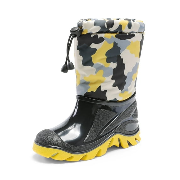 Dream Pairs Boys Girls Waterproof Slip Resistant Snow Boots Mid-Calf With Warm Faux Fur Lined Outdoor Booties For Little/Big Kids