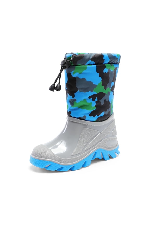 Boys Girls Waterproof Slip Resistant Snow Boots Mid-Calf With Warm Faux Fur Lined Outdoor Booties For Little/Big Kids