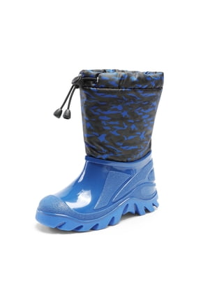 Boys Girls Waterproof Slip Resistant Snow Boots Mid-Calf With Warm Faux Fur Lined Outdoor Booties For Little/Big Kids