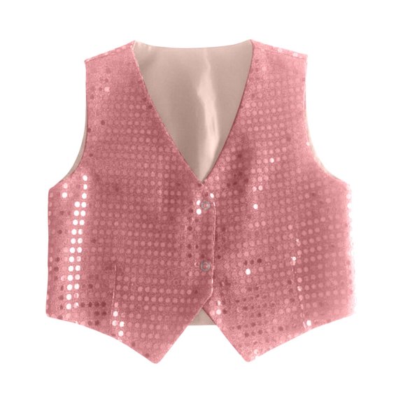 Boys Glitter Sequins Vest Stage Performance Party Sleeveless Waistcoat