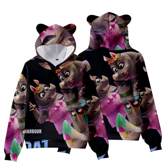 Boys Goat Movie 3D Figure Printed Hoodie Kids Goat Will Harris Cat's Ear Shaped Sweatshirt