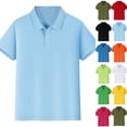 thumbnail image 1 of Boys Golf Polo Shirt Uniform Short Sleeve Pique Button Collared School Uniform Tops Casual Stretch Performance Active T Shirt,Sky Blue,11-12 Years, 1 of 4