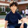 thumbnail image 1 of Boys' Golf Polo Shirts Short Sleeve Dark Blue Youth Athletic Shirts Kids Collared Golf Shirt School Uniform Active Shirts 10-11 Years, 1 of 5