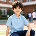 thumbnail image 1 of Boys' Golf Polo Shirts Short Sleeve Sky Blue Youth Athletic Shirts Kids Collared Golf Shirt School Uniform Active Shirts 4T, 1 of 5