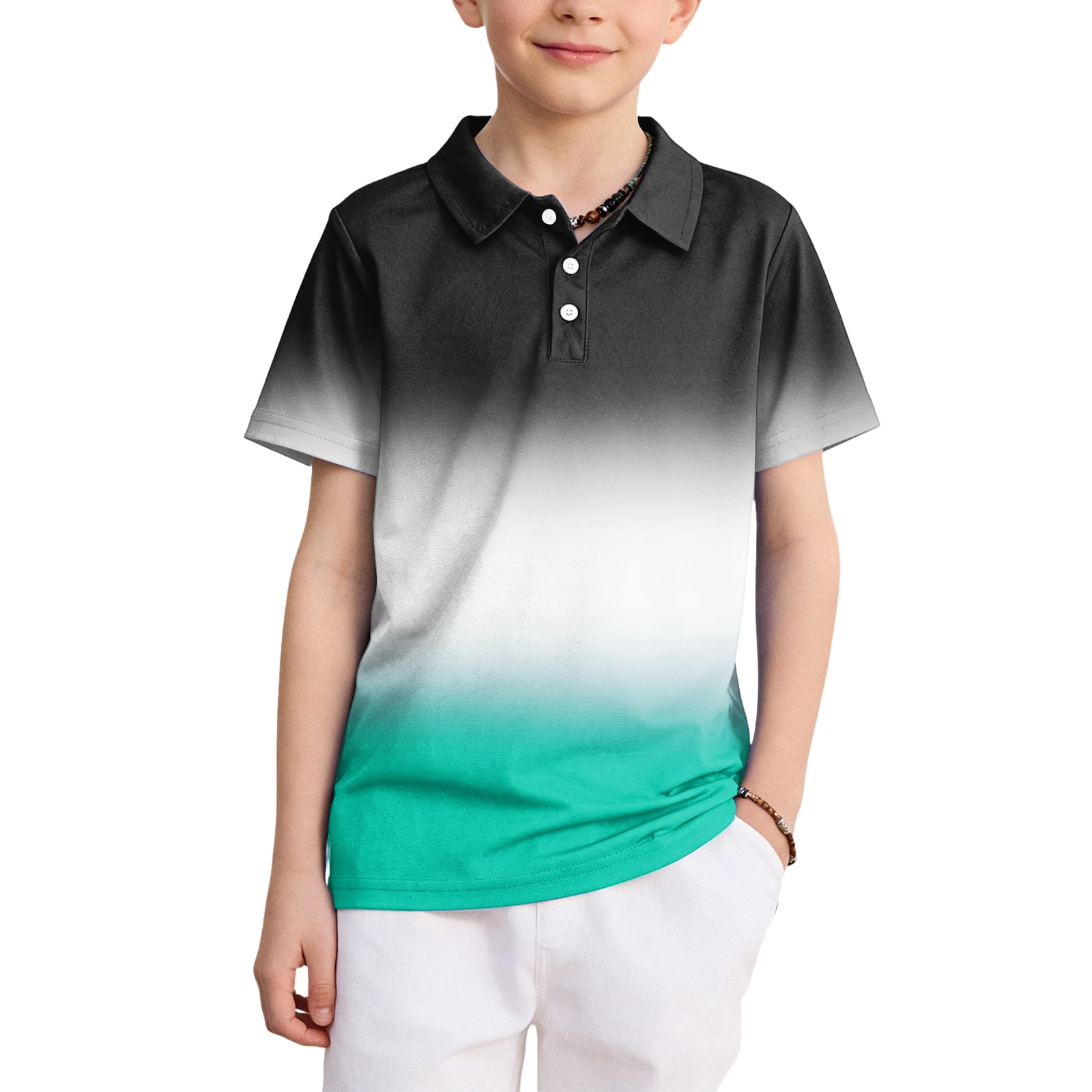 Boys Golf Shirt Hawaiian Polo Shirt Short Sleeve Dry Fit Performance ...