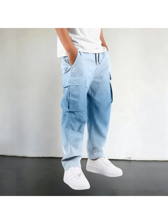 Boys Gradient Cargo Pants for Everyday Wear with Practical Front Pockets Engineered Utility Trousers for Daily Activities