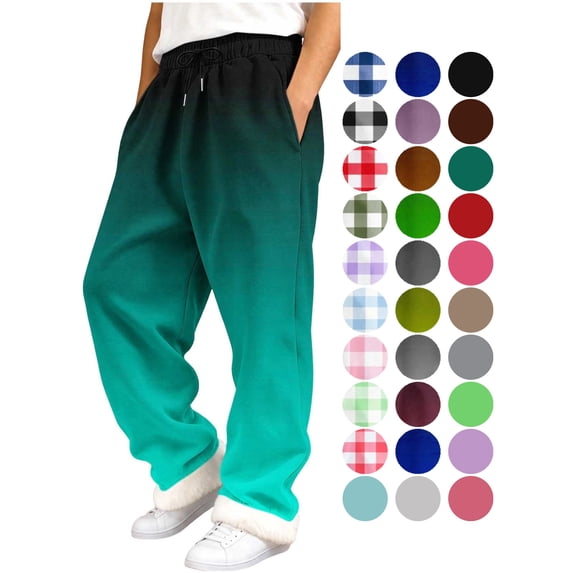 Boys Gradient Sweatpants Fleece Lined Thick Wide Leg Pants Elastic ...
