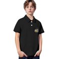 thumbnail image 1 of Boys' Graduation Season Short Sleeve Polo Shirt With Chest Pocket Cotton Classic Fit School Graduation Top Black 13-14 Years, 1 of 4