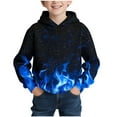 thumbnail image 1 of Boys Graphic Hoodies 3D Dragon/Fire/Galaxy Printed Pullover Hooded Sweatshirt Loose Casual Fashion Kids Clothes, Blue #B 13 Years, 1 of 7