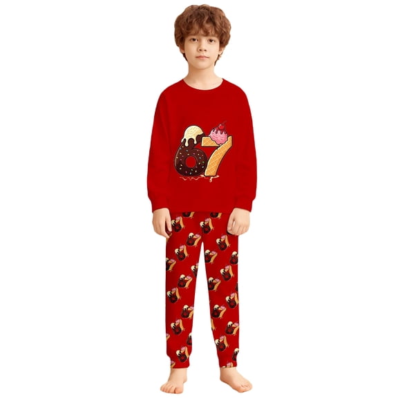 Boys Graphic Print Two Piece Kids Home Pajamas Outfit Clothes
