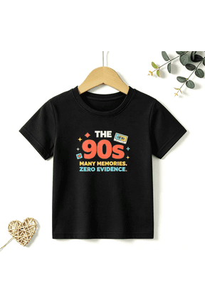 Boys Graphic T Shirt 90s Retro Memories Text Design Short Sleeve Tee Vintage Style 100% Cotton Soft Kids Tops 4-13Y