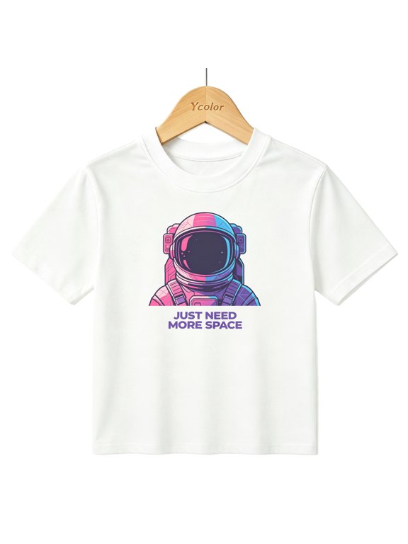 Boys Graphic T-Shirt Astronaut Space Planet Galaxy Kids Tees 100% Cotton Short Sleeve Tops Ages 4-13Y