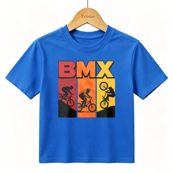 Boys Graphic T-Shirt BMX Extreme Bike Racing Kids Tees 100% Cotton Short Sleeve Tops Ages 4-13Y