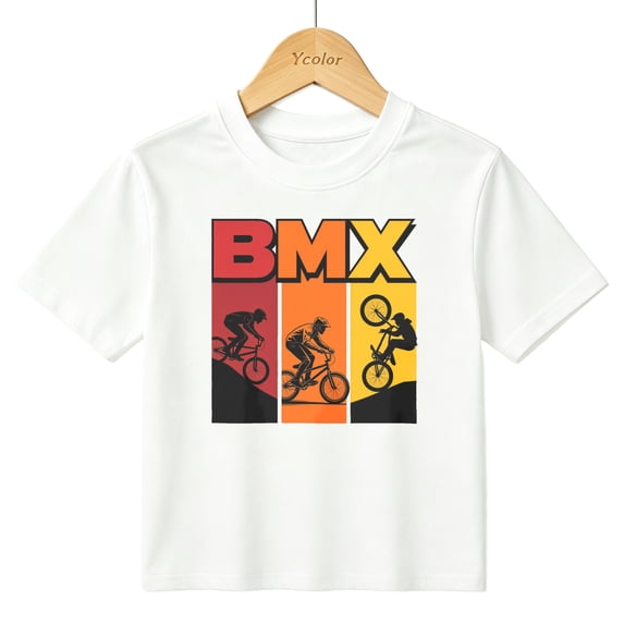 Boys Graphic T-Shirt BMX Extreme Bike Racing Kids Tees 100% Cotton Short Sleeve Tops Ages 4-13Y