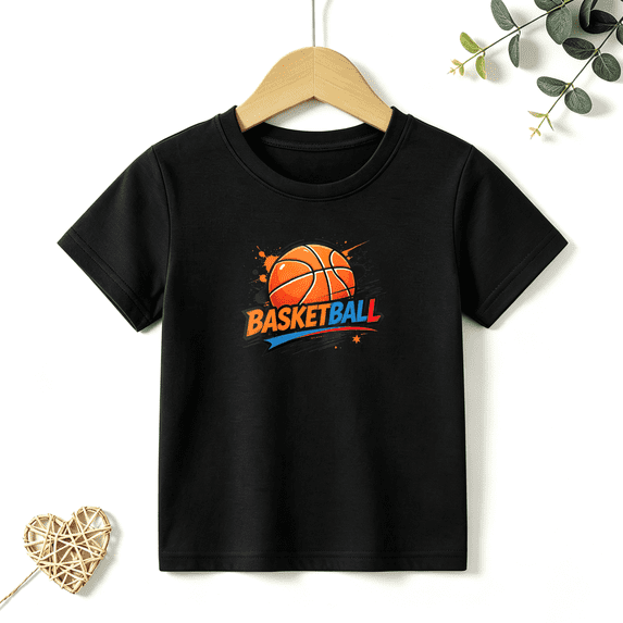 Boys Graphic T Shirt Basketball Graphic Short Sleeve Kids Tees Athletic Sports Style Casual Wear 100% Cotton Soft Child Tops 4-13Y