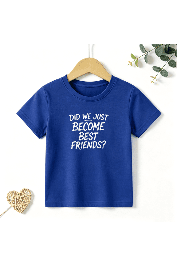 Boys Graphic T Shirt Best Friends Text Design Short Sleeve Kids Tees Friendship Theme 100% Cotton Soft Child Tops 4-13Y