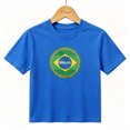 thumbnail image 1 of Boys Graphic T-Shirt Brasil Country Flag Badge Kids Tees 100% Cotton Short Sleeve Tops Ages 4-13Y, 1 of 4
