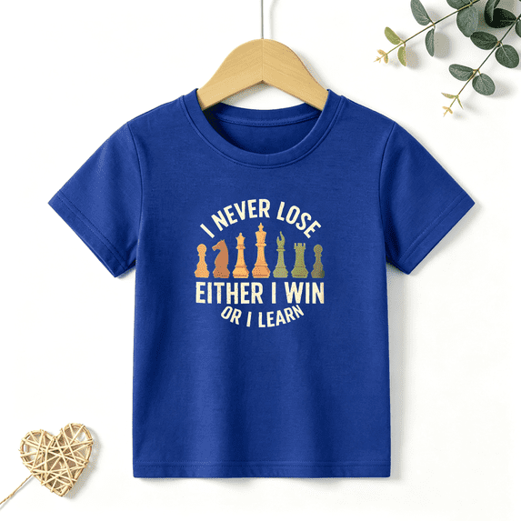 Boys Graphic T Shirt Chess Pieces Motivation Quote Short Sleeve Kids Tees Inspirational Casual Wear 100% Cotton Soft Child Tops 4-13Y