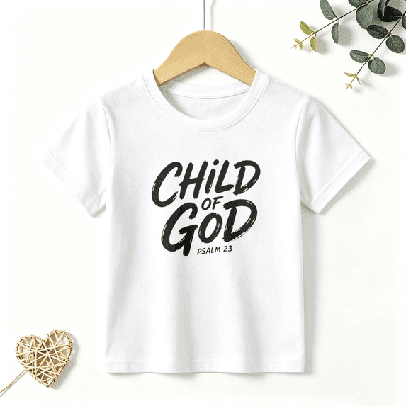 Boys Graphic T Shirt Child Of God Psalm Quote Short Sleeve Tee Faith Religious Style 100% Cotton Soft Kids Tops 4-13Y