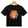 thumbnail image 1 of Boys Graphic T-Shirt Colorful Lion Face Artsy Animal Kids Tees 100% Cotton Tops Ages 4-13Y, 1 of 4