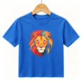 thumbnail image 1 of Boys Graphic T-Shirt Colorful Lion Face Artsy Animal Kids Tees 100% Cotton Tops Ages 4-13Y, 1 of 4