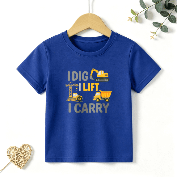 Boys Graphic T Shirt Construction Vehicles Short Sleeve Tee Excavator Truck Theme Kids Style 100% Cotton Soft Kids Tops 4-13Y