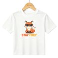 thumbnail image 1 of Boys Graphic T-Shirt Cool Fox Stay Foxy Kids Tees 100% Cotton Short Sleeve Tops Ages 4-13Y, 1 of 4