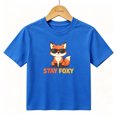thumbnail image 1 of Boys Graphic T-Shirt Cool Fox Stay Foxy Kids Tees 100% Cotton Short Sleeve Tops Ages 4-13Y, 1 of 4