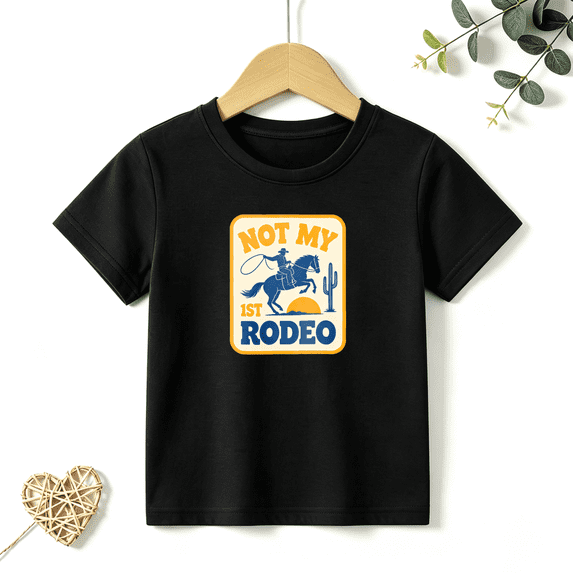 Boys Graphic T Shirt Cowboy Rodeo Short Sleeve Kids Tees Vintage Western Style 100% Cotton Soft Child Tops 4-13Y