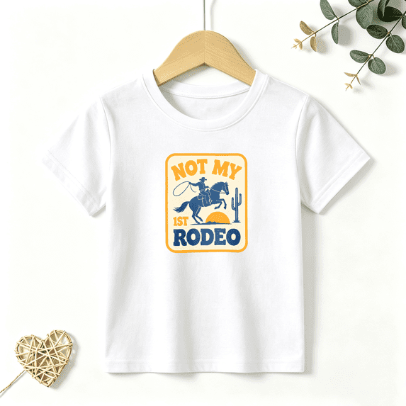 Boys Graphic T Shirt Cowboy Rodeo Short Sleeve Kids Tees Vintage Western Style 100% Cotton Soft Child Tops 4-13Y