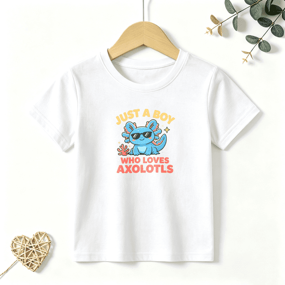 Boys Graphic T Shirt Cute Axolotl Lover Short Sleeve Kids Tees Animal Style 100% Cotton Soft Child Tops 4-13Y