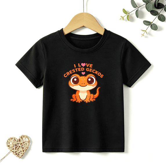 Boys Graphic T Shirt Cute Crested Gecko Design Short Sleeve Kids Tee Reptile Lover Style 100% Cotton Soft Child Tops 4-13Y